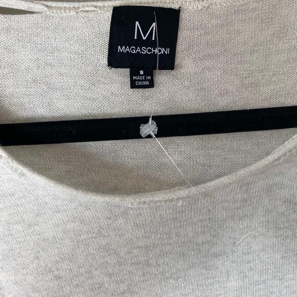Magaschoni Women's Lightweight Distressed Cotton Sweater Cream Beige Size Small - Picture 3 of 5